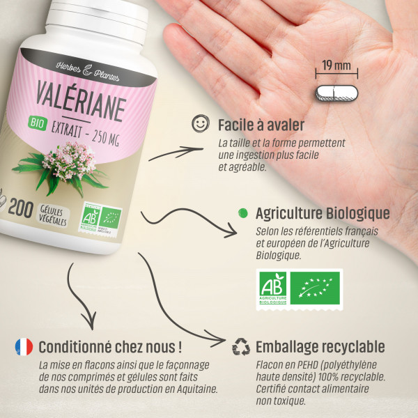 Valériane Bio - extrait aqueux - 250 mg - Gélules végétales