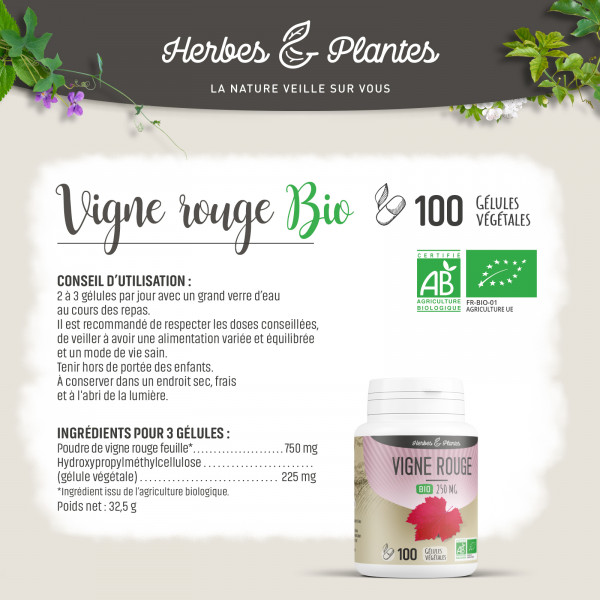 Vigne Rouge Bio - 250 mg - Gélules végétales