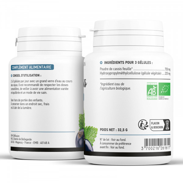 Cassis feuille biologique 250 mg