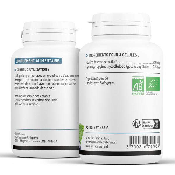 Cassis feuille biologique 250 mg