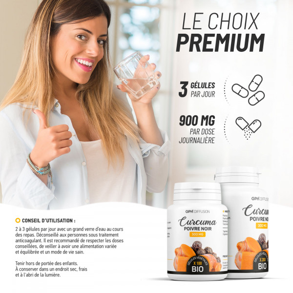 Curcuma Bio et Poivre Noir Bio - 300 mg - 200 gélules végétales