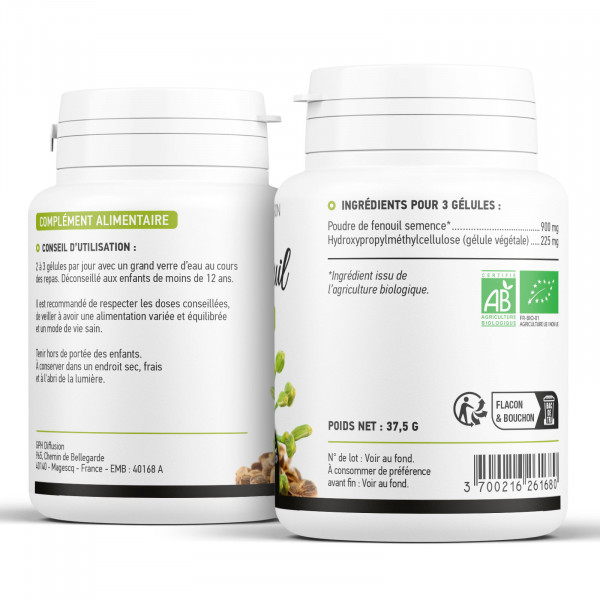 Fenouil Bio 300mg - 200 gélules végétales