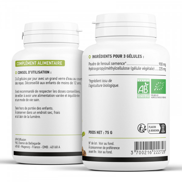 Fenouil Bio 300mg - 200 gélules végétales