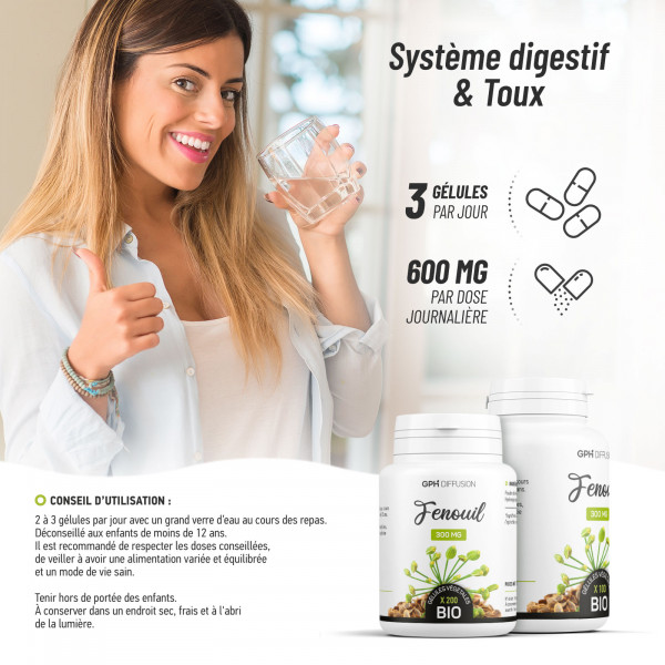 Fenouil Bio 300mg - 200 gélules végétales