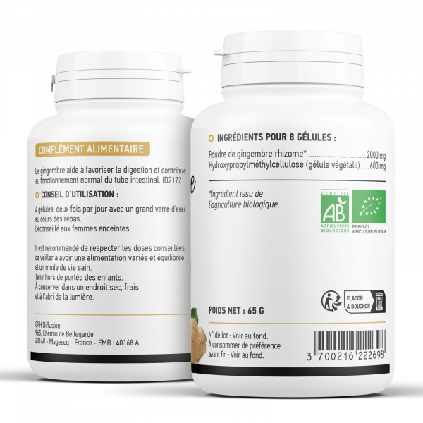 Gingembre Bio 250mg 200 gelules vegetales