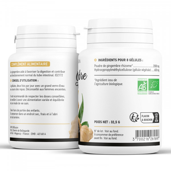 Gingembre Bio 250mg 200 gelules vegetales