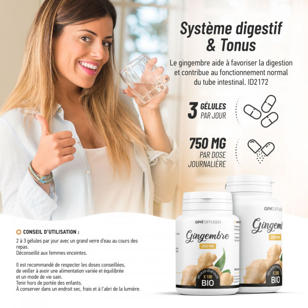 Gingembre Bio 250mg 200 gelules vegetales