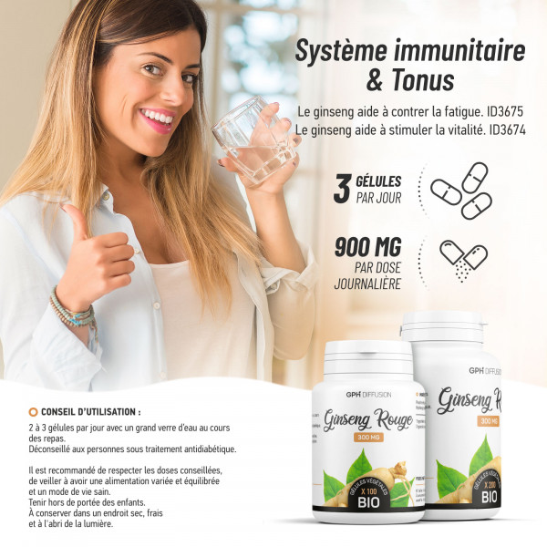 Ginseng rouge racine biologique 300 mg