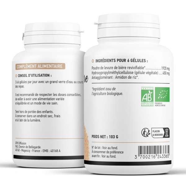Levure de bière biologique 320mg - 200 gélules végétales