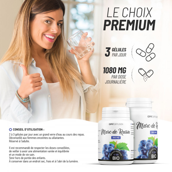 Marc de Raisin Bio - 360mg - Gélules végétales