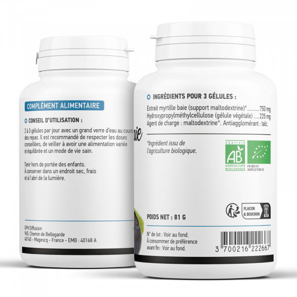 Baie de Myrtille Bio - 200 gélules