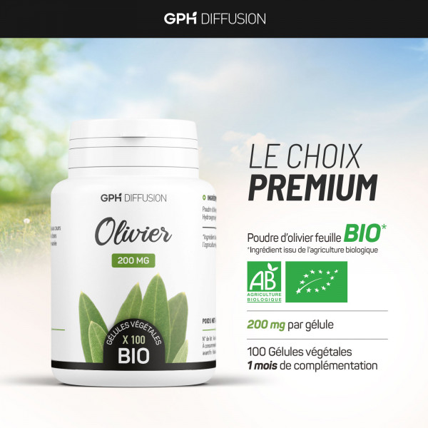 Olivier feuille biologique 200 mg