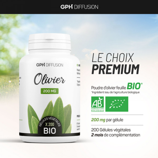 Olivier feuille biologique 200 mg