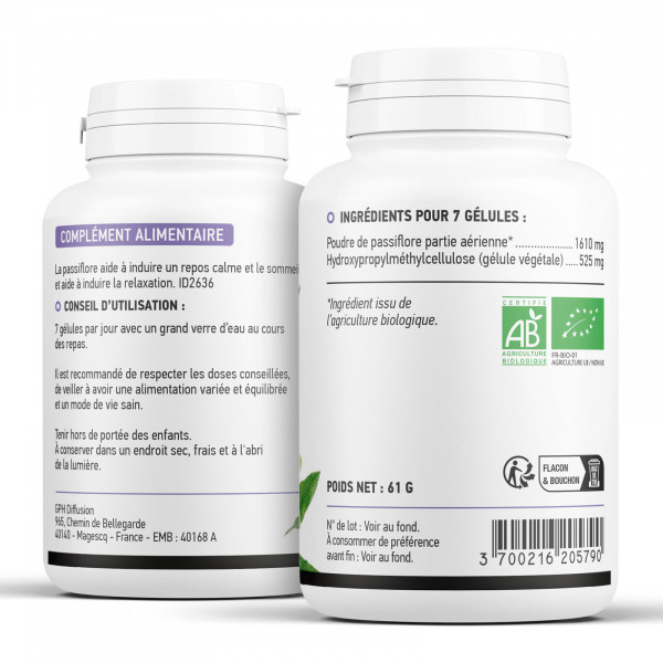 Passiflore bio 200 gélules végétales à 250mg