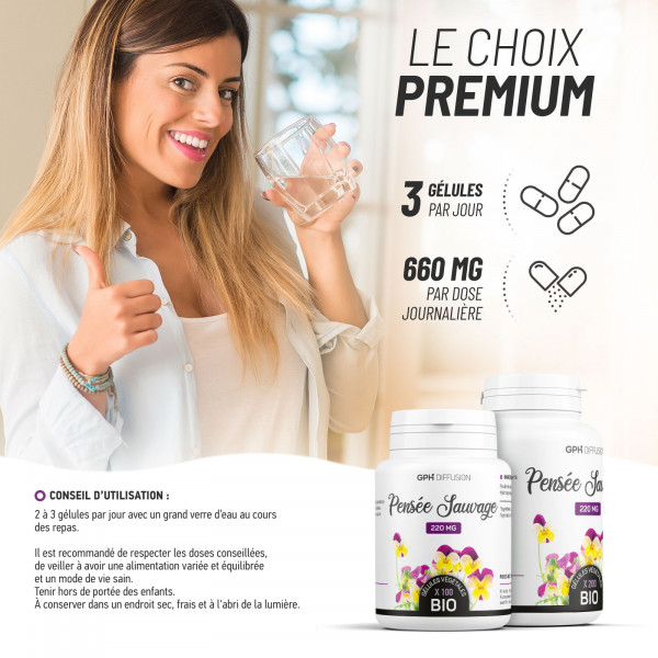 Pensée sauvage bio 200 gelules végétales à 220mg