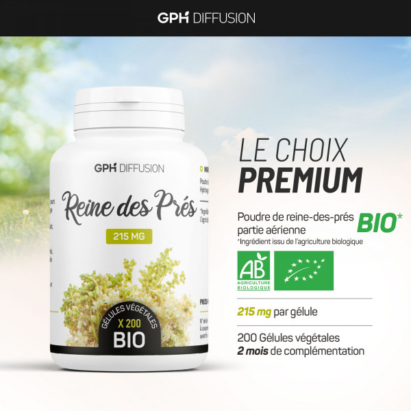 Reine des Prés Bio - 215 mg - 200 gélules végétales