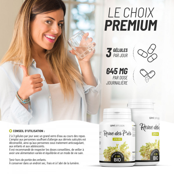 Reine des Prés Bio - 215 mg - 200 gélules végétales