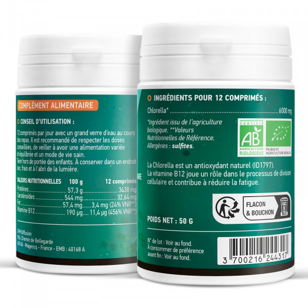 Chlorella Bio - 500mg - 100 comprimés