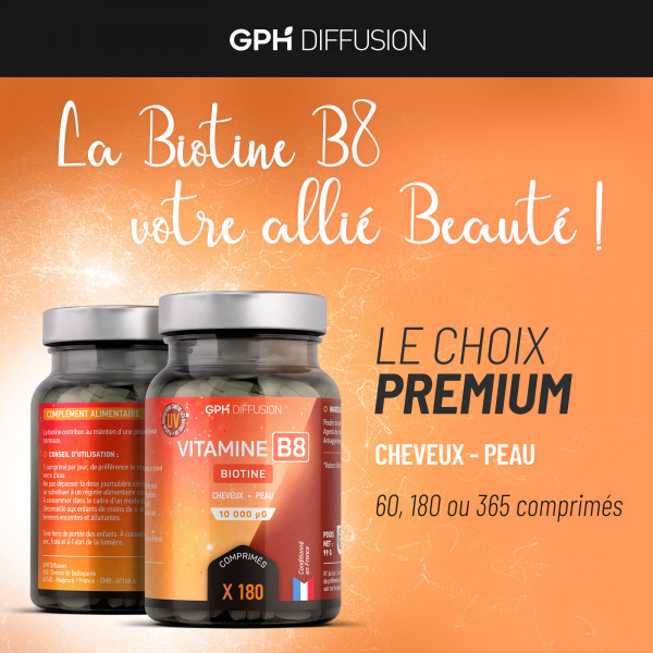 Vitamine B8 Biotine 10 000 µg 365 comprimés