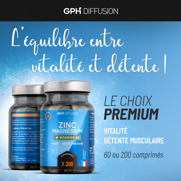 Magnésium + Zinc + B6 - 200 Comprimés