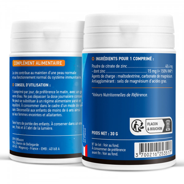 Citrate de Zinc - 15 mg - 200 comprimés