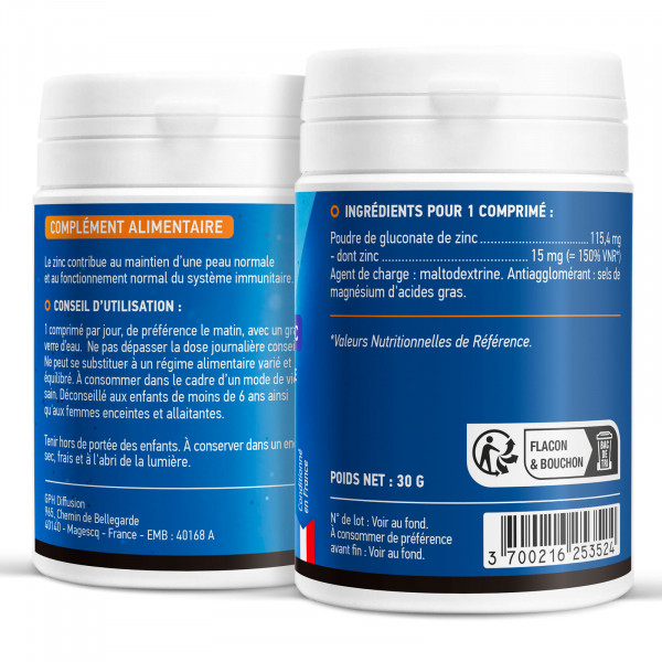 Gluconate de zinc - 15 mg - 200 comprimés