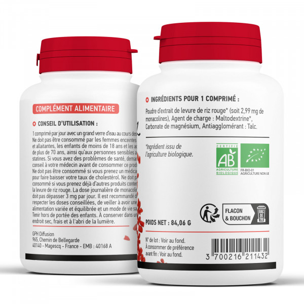 Levure de Riz Rouge Bio - 180 comprimés