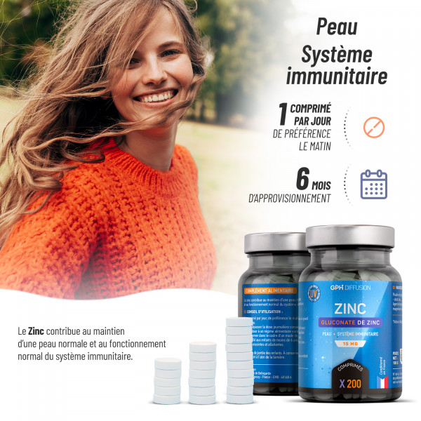 Gluconate de zinc - 15 mg - 200 comprimés