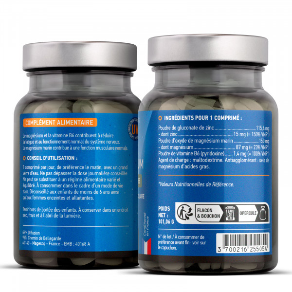 Magnésium + Zinc + B6 - 200 Comprimés