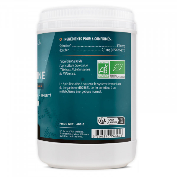 Spiruline Bio - 500 mg - 1200 comprimés