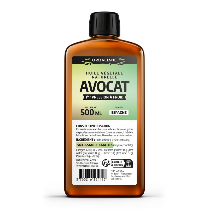 Huile vgtale d'Avocat - Orgaliane