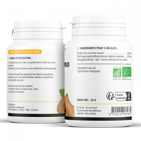 Curcuma biologique 250 mg - Gélules végétales