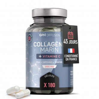 Collagène marin + Vitamine C - 350 mg - 180 gélules