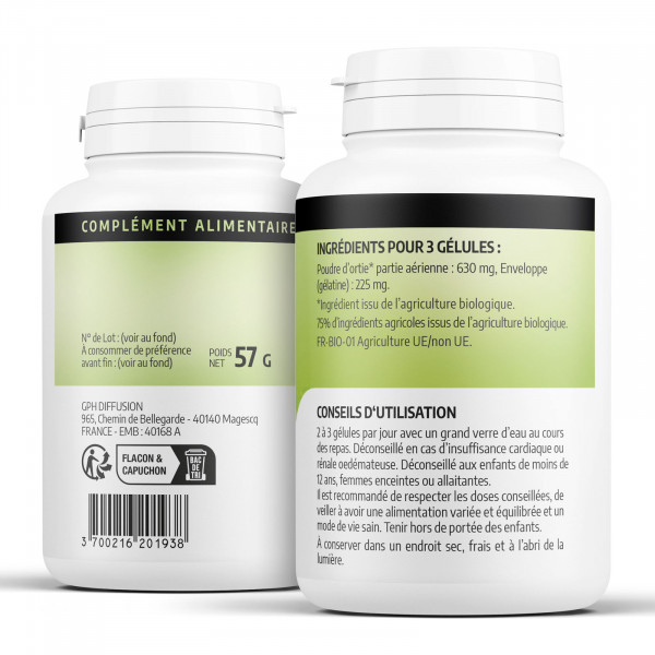 Ortie Bio (Feuille) - 200 gélules - 210mg