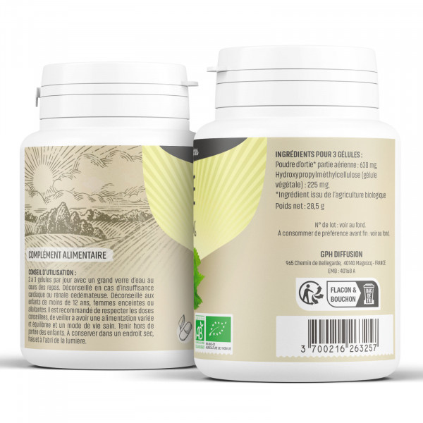 Ortie feuille Bio - 210 mg - Gélules végétales