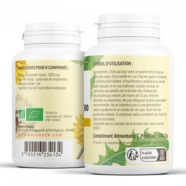 300 comprimes de pissenlit Bio racine dosés à 400mg