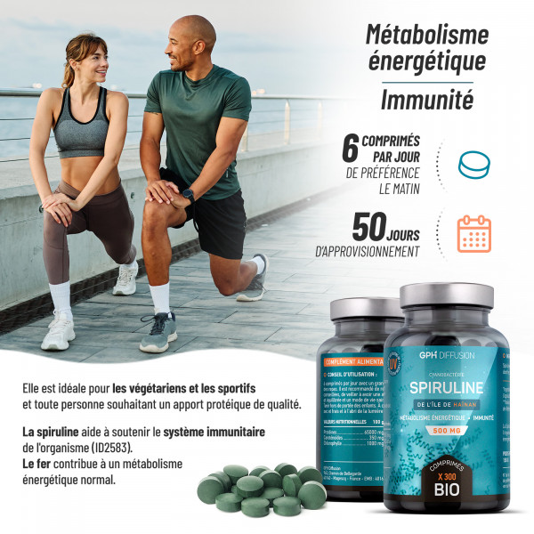 Spiruline Bio 500mg - 300 comprimés