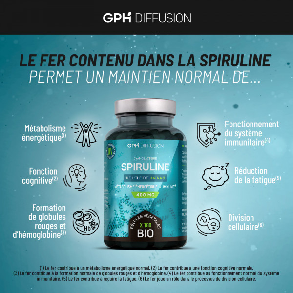 Spiruline bio - 180 gélules à 400mg