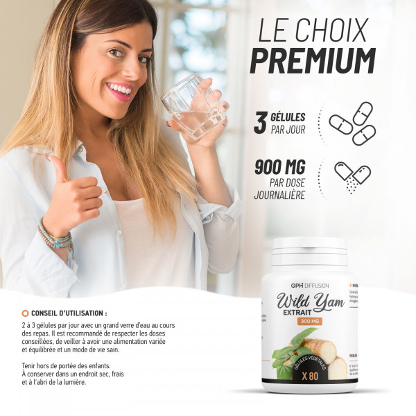 Extrait de Yam - 300mg - 80 gélules végétales