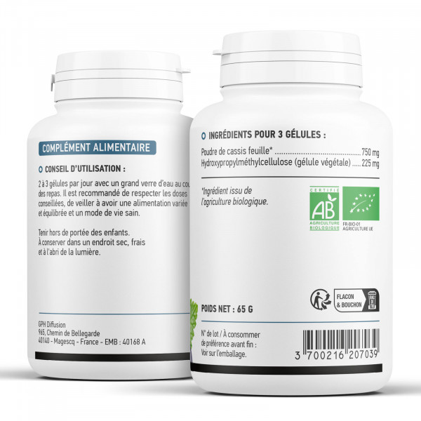 Cassis feuille biologique 250 mg