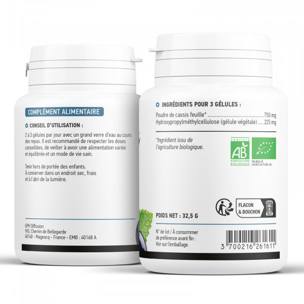 Cassis feuille biologique 250 mg