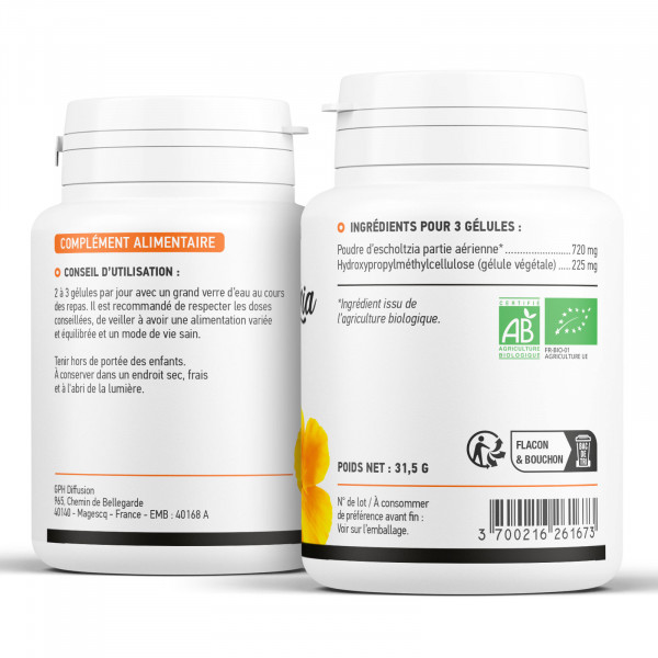 Escholtzia Bio 240mg - 200 gélules végétales