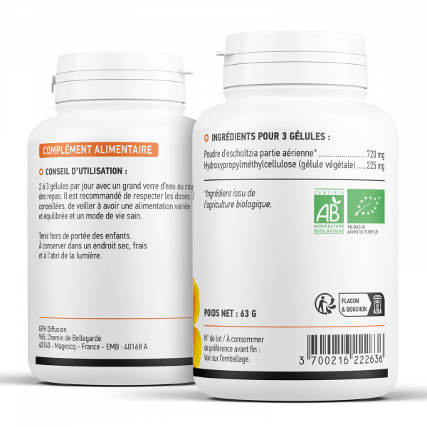 Escholtzia Bio 240mg - 200 gélules végétales