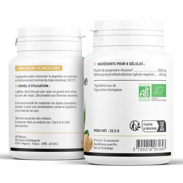 Gingembre Bio 250mg 200 gelules vegetales