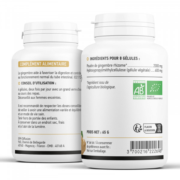 Gingembre Bio 250mg 200 gelules vegetales