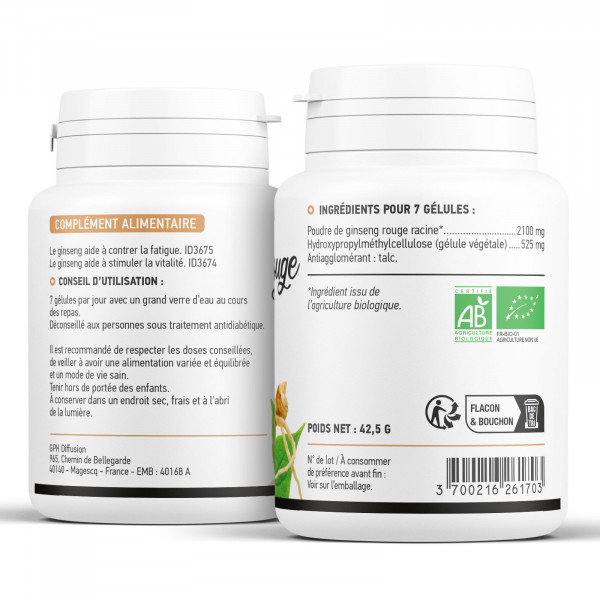Ginseng rouge racine biologique 300 mg