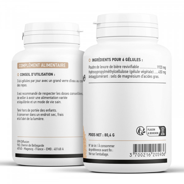Levure de Bière Revivifiable - 320 mg - 200 gélules végétales