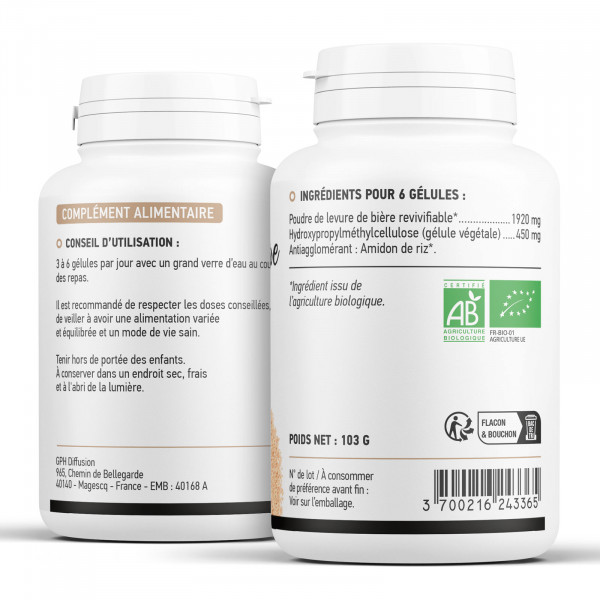 Levure de bière biologique 320mg - 200 gélules végétales