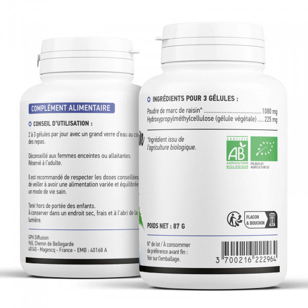 Marc de Raisin Bio - 360mg - Gélules végétales