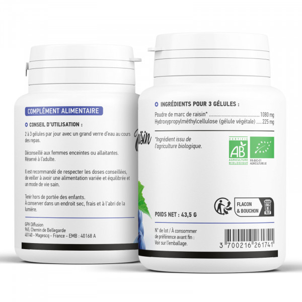Marc de Raisin Bio - 360mg - Gélules végétales